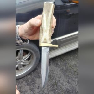 STUNNING CUSTOM MADE -Stag Handle Buck Knife With Professionally Stitched Sheath